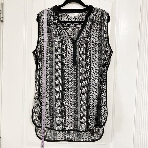 NORTHERN REFLECTIONS Black white sleeveless geometric tank top MEDIUM goth shirt - Picture 6 of 15